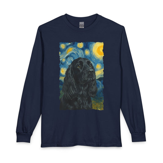Black Cocker Spaniel Starry Night Long Sleeve