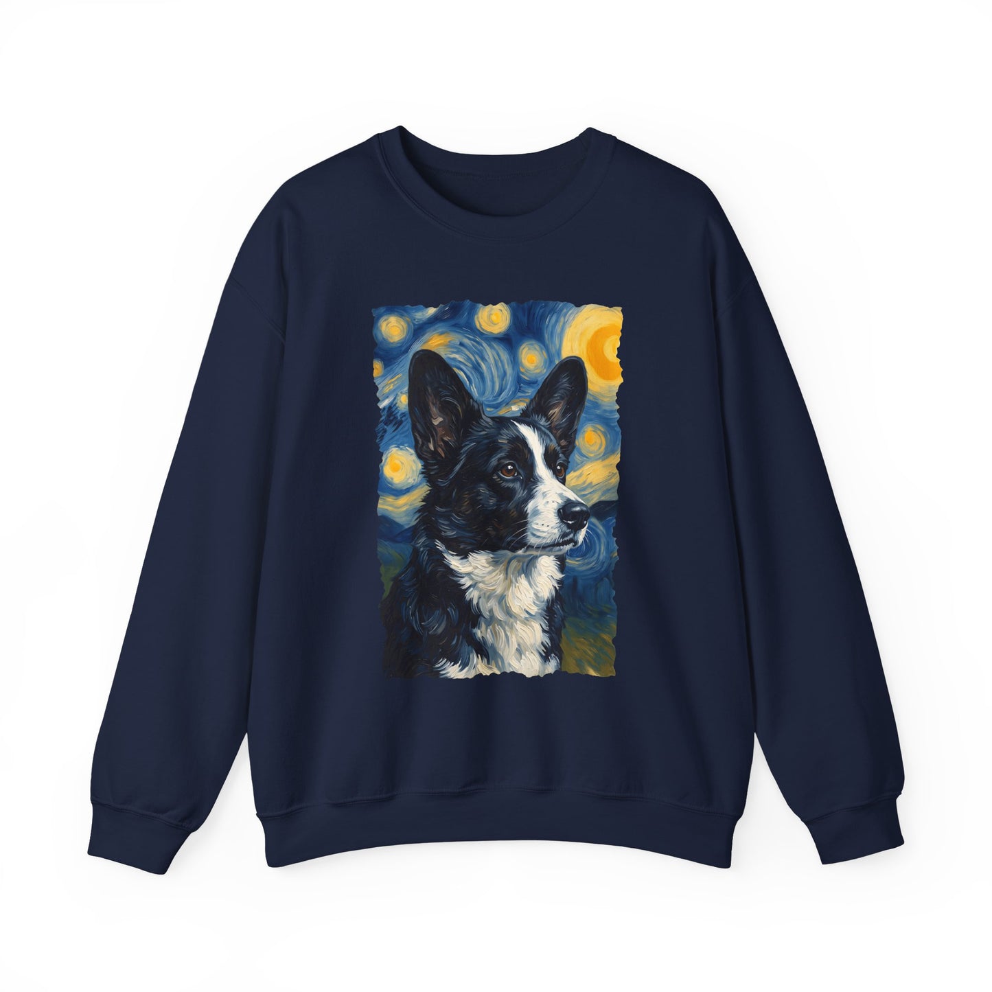 Cardigan Welsh Corgi Black And White Van Gogh Crewneck Sweatshirt