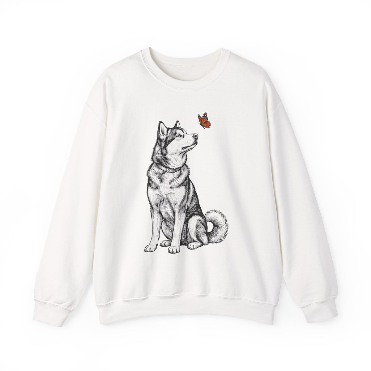 Alaskan Malamute Butterfly Crewneck Sweatshirt