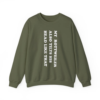Rottweiler Tilts His Head Crewneck Sweatshirt
