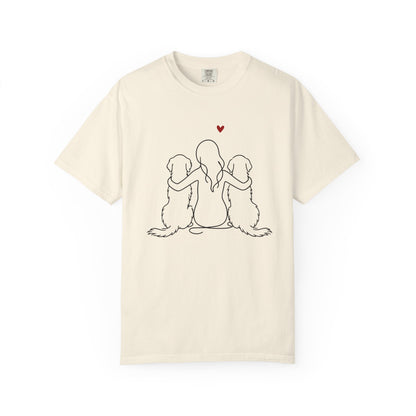 Two Golden Retrievers and Girl Premium Tee