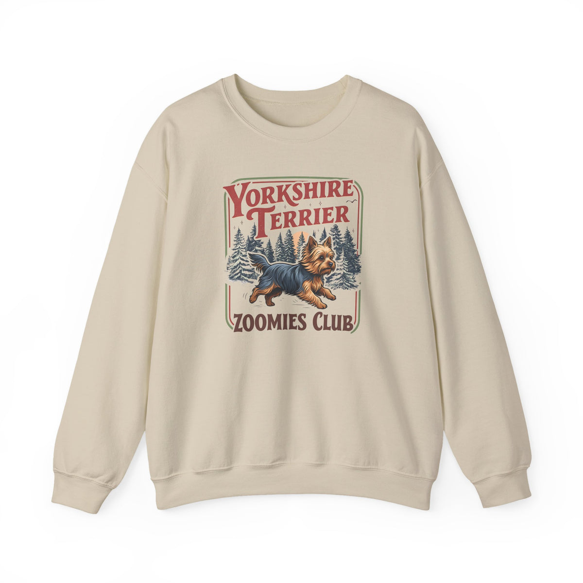 Yorkshire Terrier Zoomies Club Crewneck Sweatshirt Sand