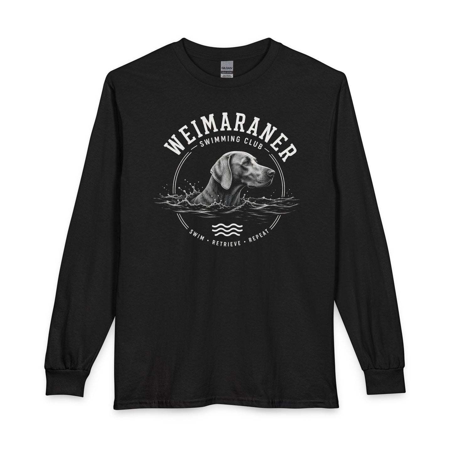 Weimaraner Swimming Club 2 Long Sleeve Black