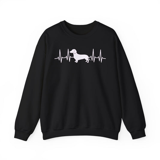 Dachshund Heartbeat Crewneck Sweatshirt Black