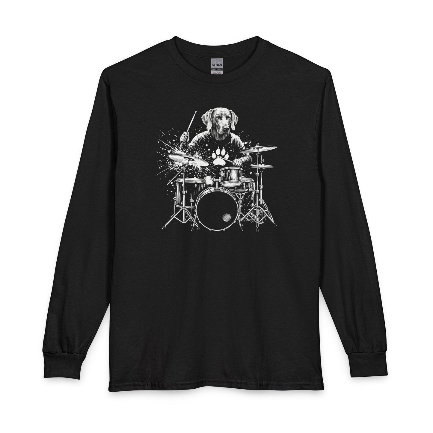 Weimaraner Drummer Long Sleeve Black