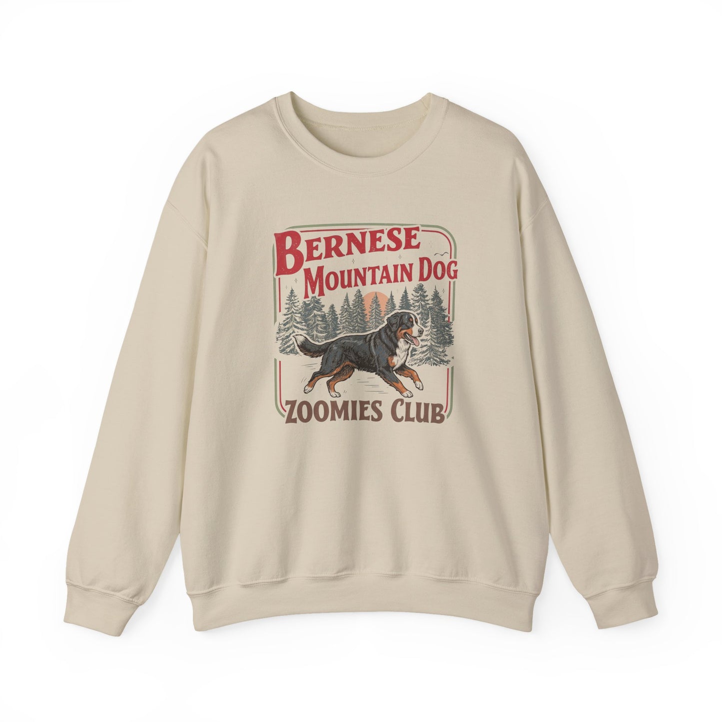 Bernese Mountain Dog Zoomies Crewneck Sweatshirt Sand