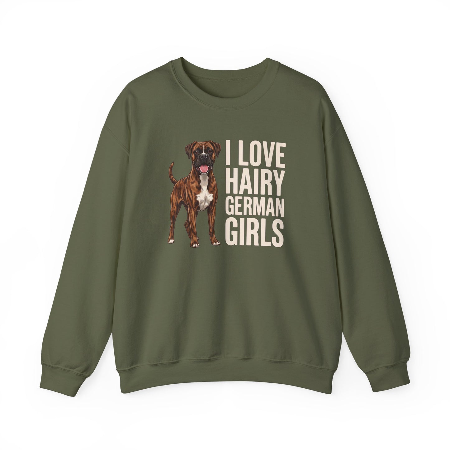 Brindle Boxer Hairy German Girls Crewneck Sweatshirt