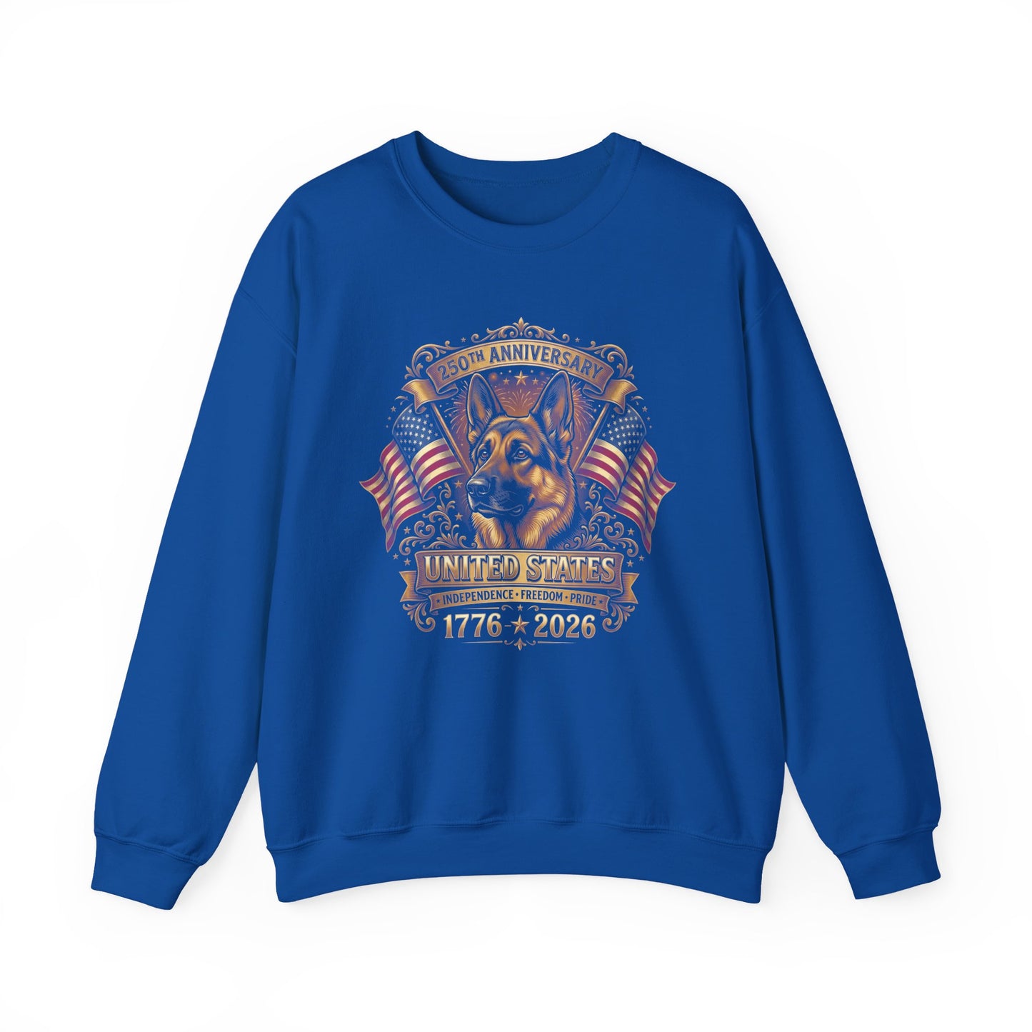 German Shepherd 250 Years Crewneck Sweatshirt Royal