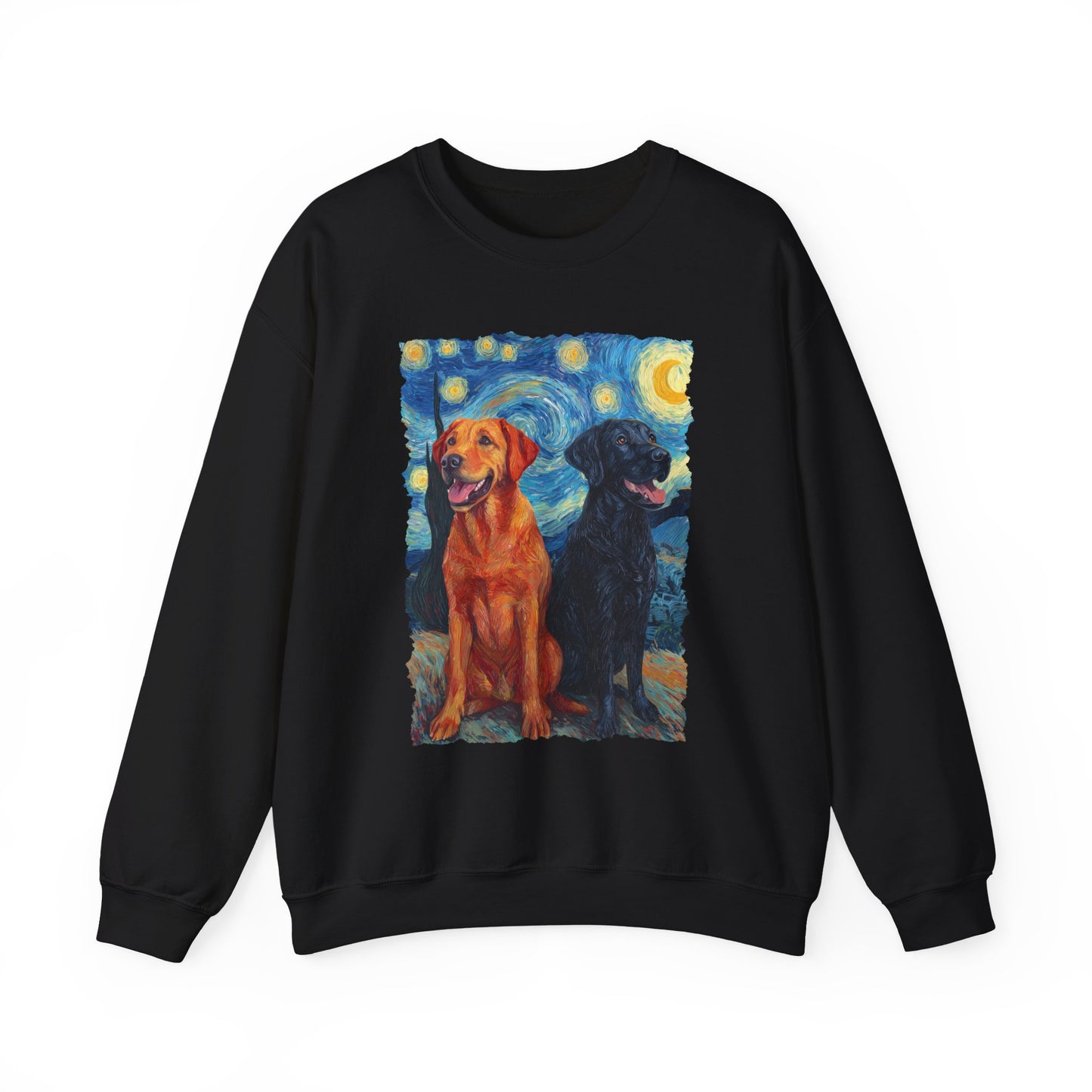 Fox Red & Black Lab Van Gogh Crewneck Sweatshirt