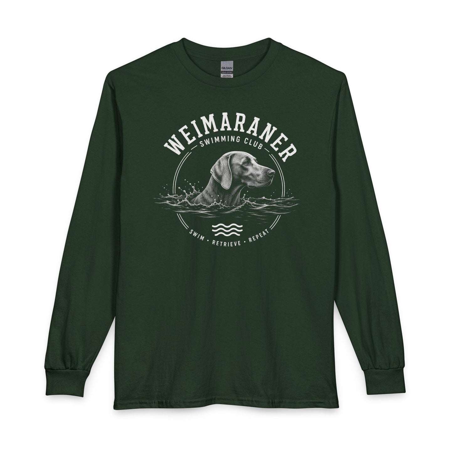 Weimaraner Swimming Club 2 Long Sleeve Forest Green