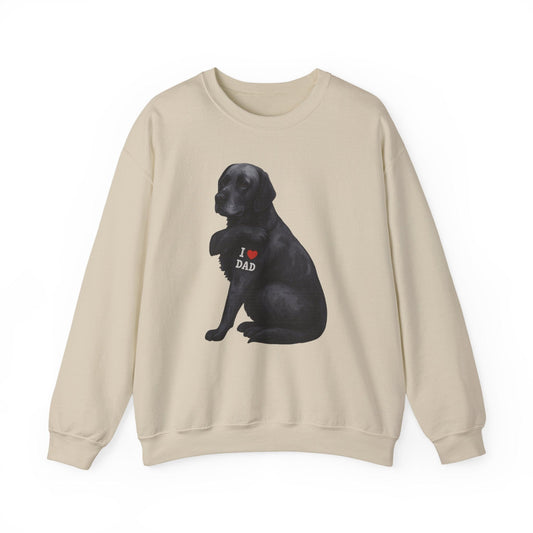 I Love Dad Black Lab Crewneck Sweatshirt Sand