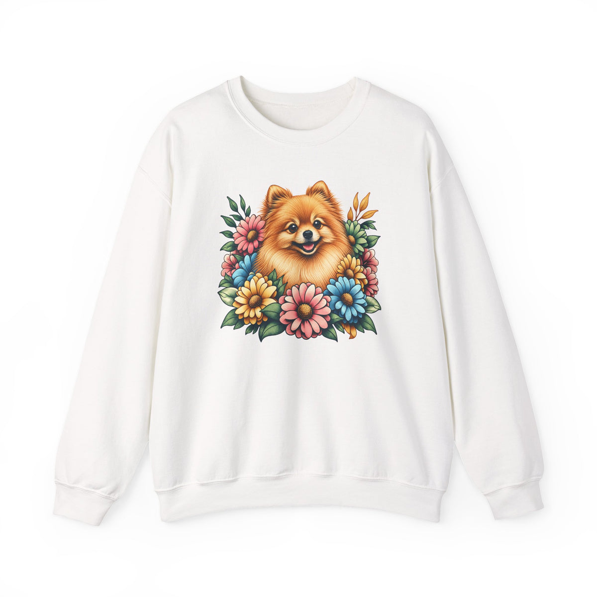 Pomeranian Flower Wreath Crewneck Sweatshirt