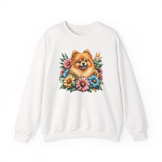 Pomeranian Flower Wreath Crewneck Sweatshirt