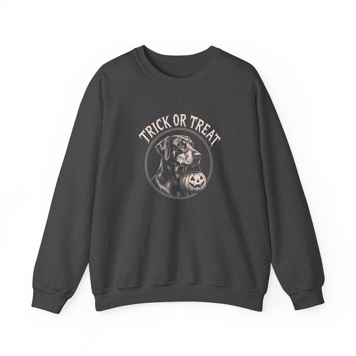 Doberman Halloween Trick or Treat Crewneck Sweatshirt