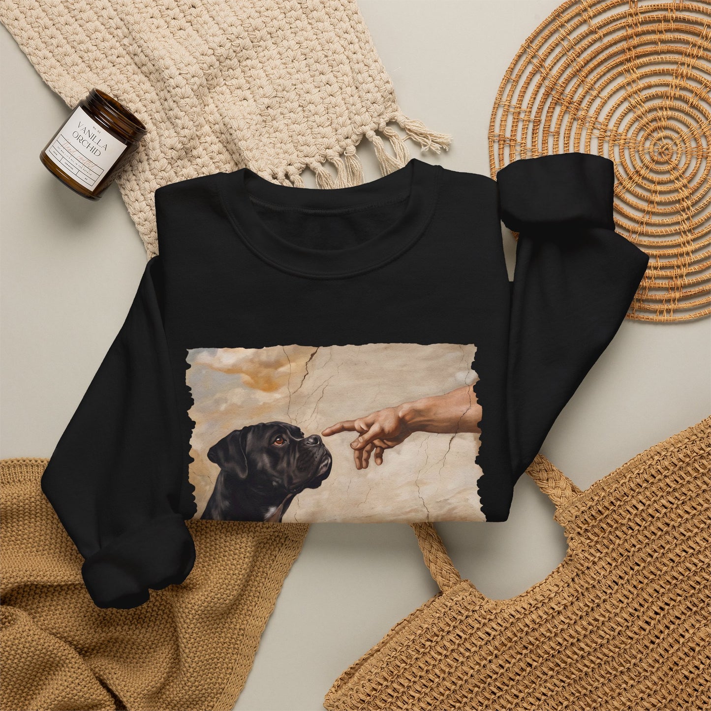 God Creates Black Boxer Crewneck Sweatshirt