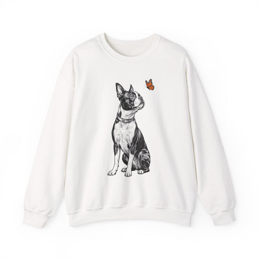 Boston Terrier Butterfly Crewneck Sweatshirt