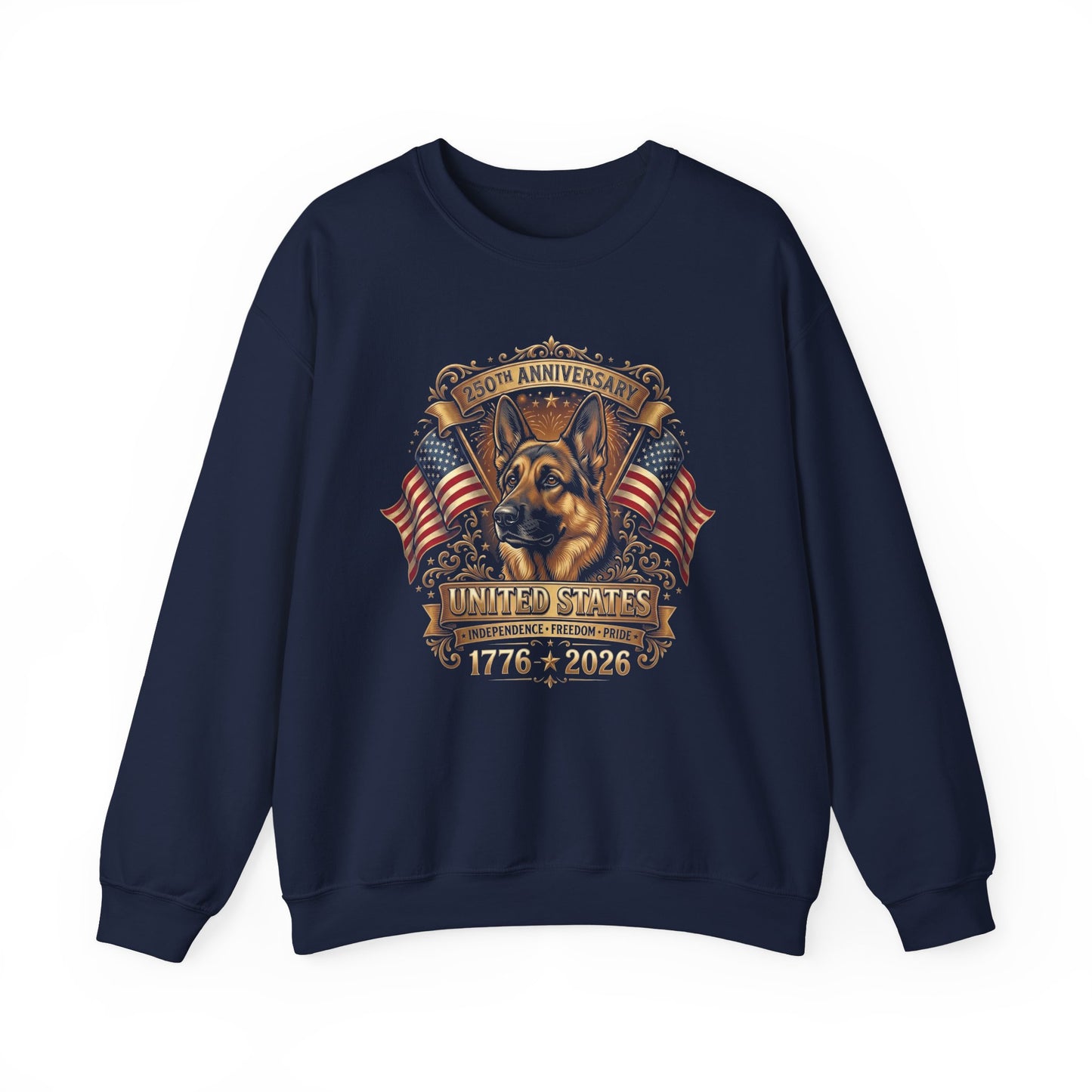 German Shepherd 250 Years Crewneck Sweatshirt Navy