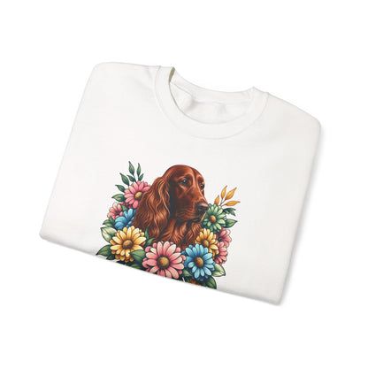Irish Setter Flower Wreath Crewneck Sweatshirt