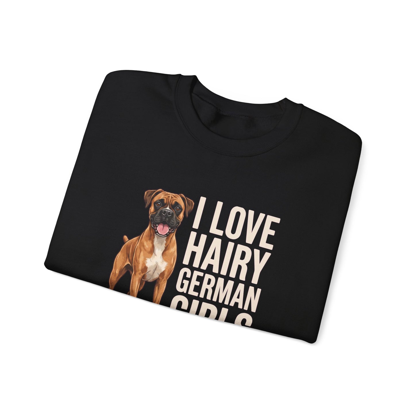 Fawn Boxer Hairy German Girl Crewneck Sweatshirt