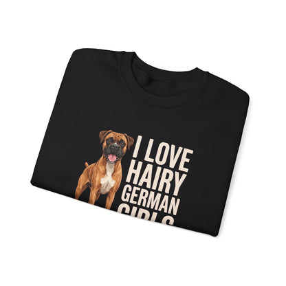 Fawn Boxer Hairy German Girl Crewneck Sweatshirt