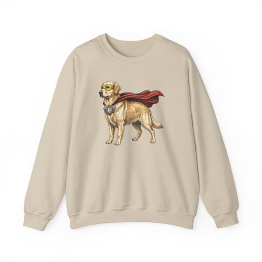 Golden Retriever Superhero Crewneck Sweatshirt Sand