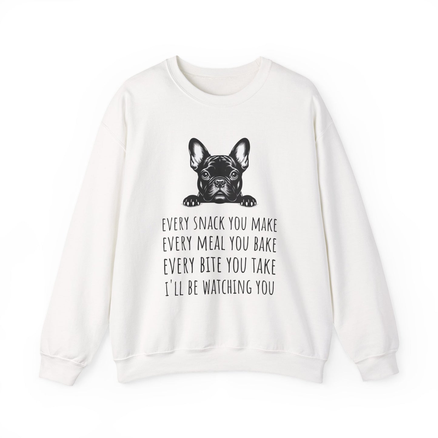 French Bulldog Snack Crewneck Sweatshirt White
