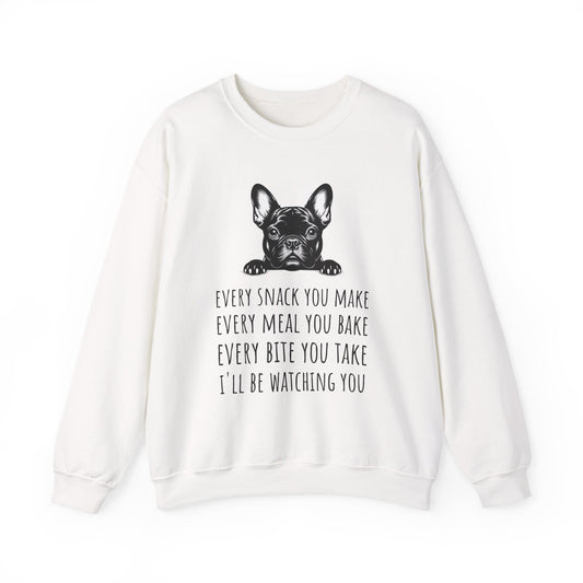 French Bulldog Snack Crewneck Sweatshirt White