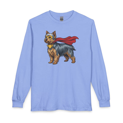 Yorkshire Terrier Superhero Long Sleeve Carolina Blue