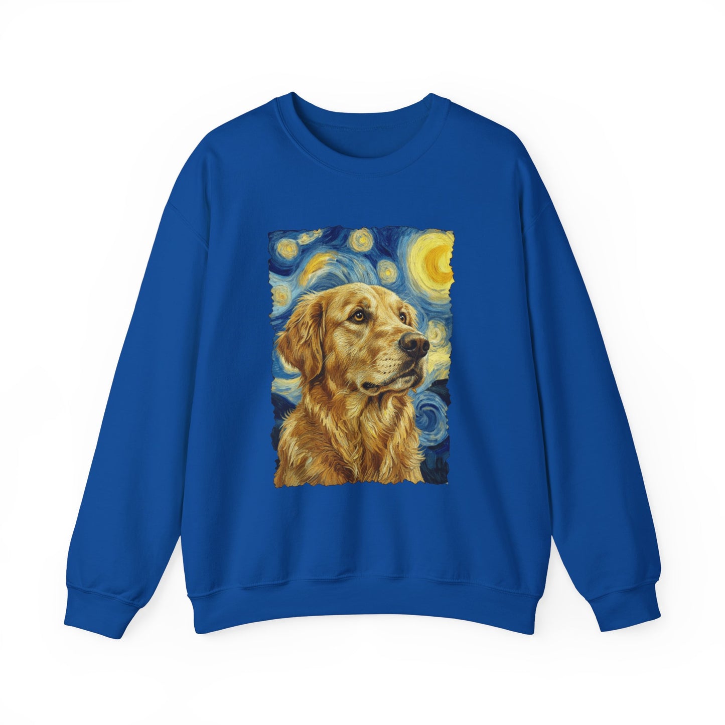 Golden Retriever Van Gogh Crewneck Sweatshirt Royal