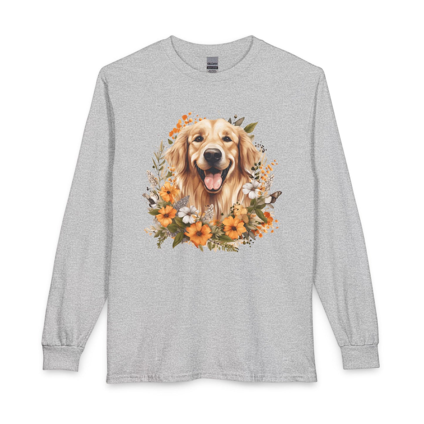 Golden Retriever Flower Watercolor Long Sleeve