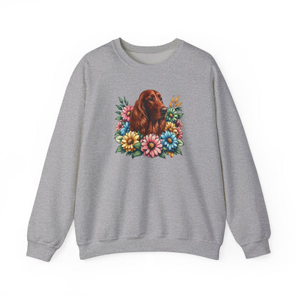 Irish Setter Flower Wreath Crewneck Sweatshirt