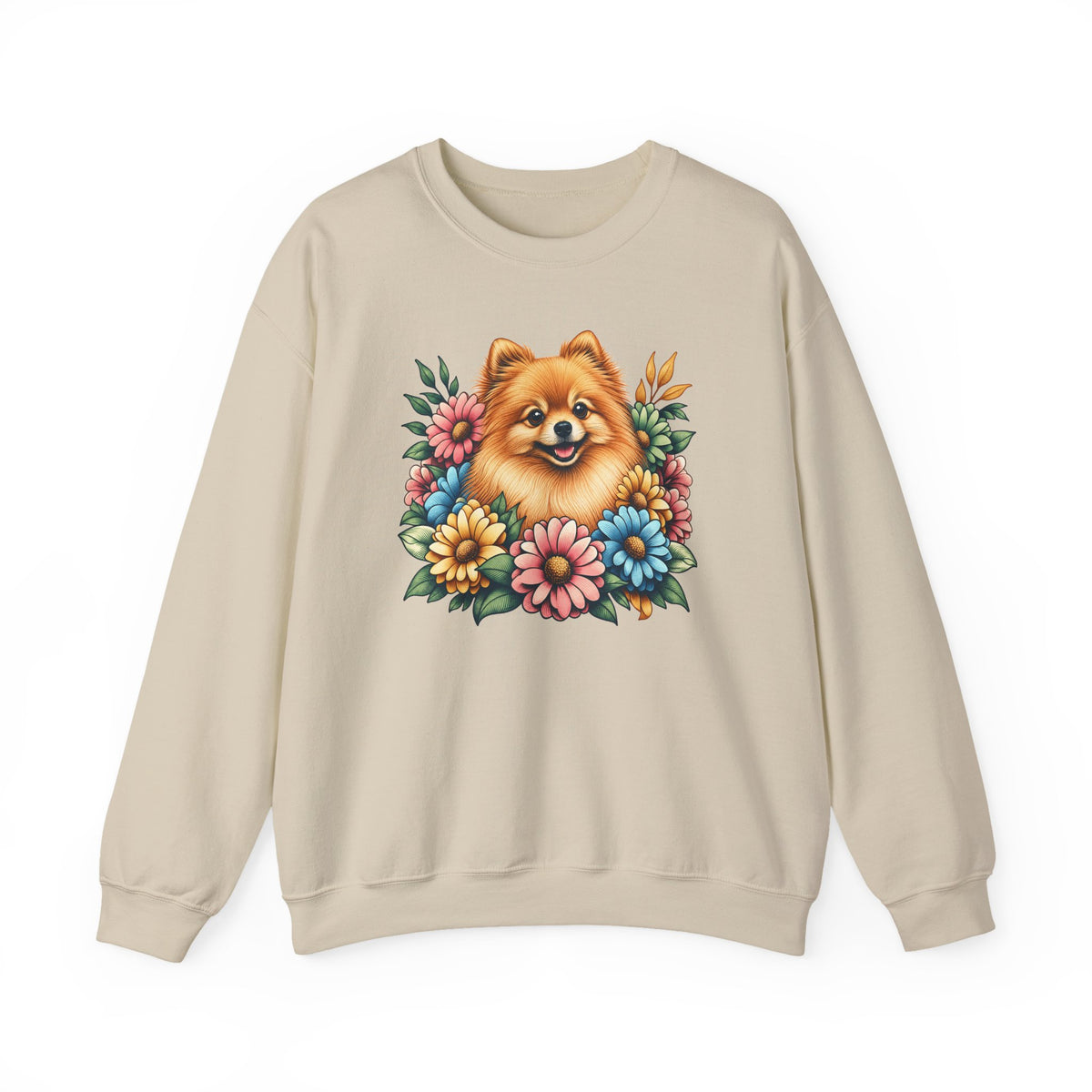Pomeranian Flower Wreath Crewneck Sweatshirt