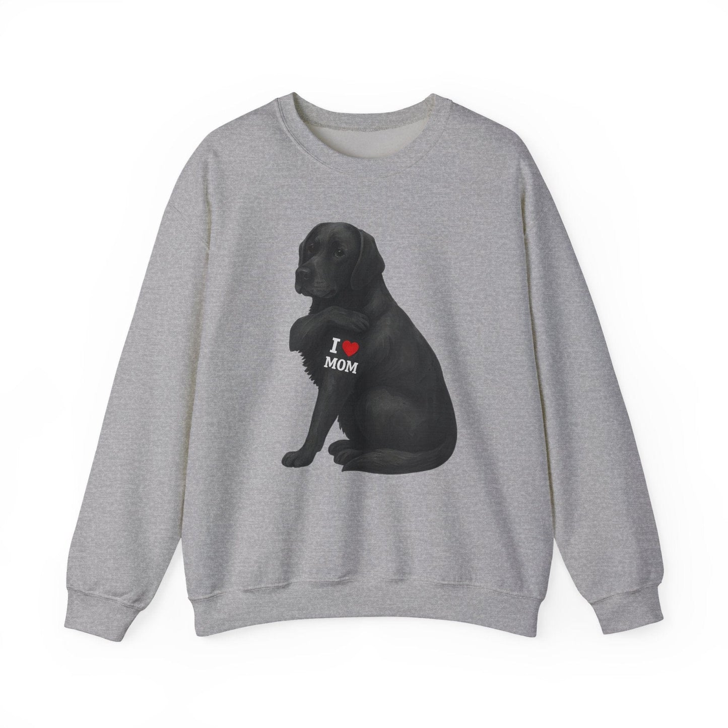 I Love Mom Black Lab Sweatshirt Sport Grey