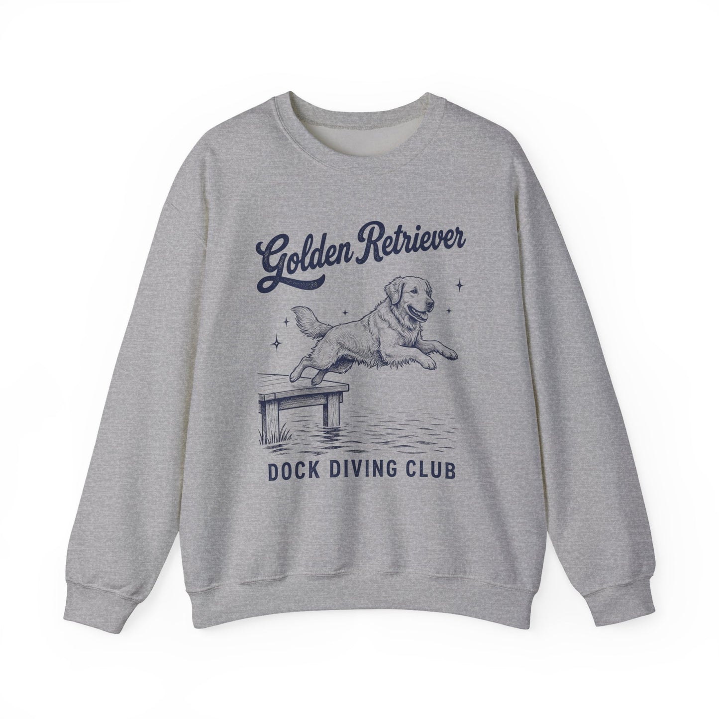 Golden Retriever Dock Diving Club Crewneck Sweatshirt Sport Grey