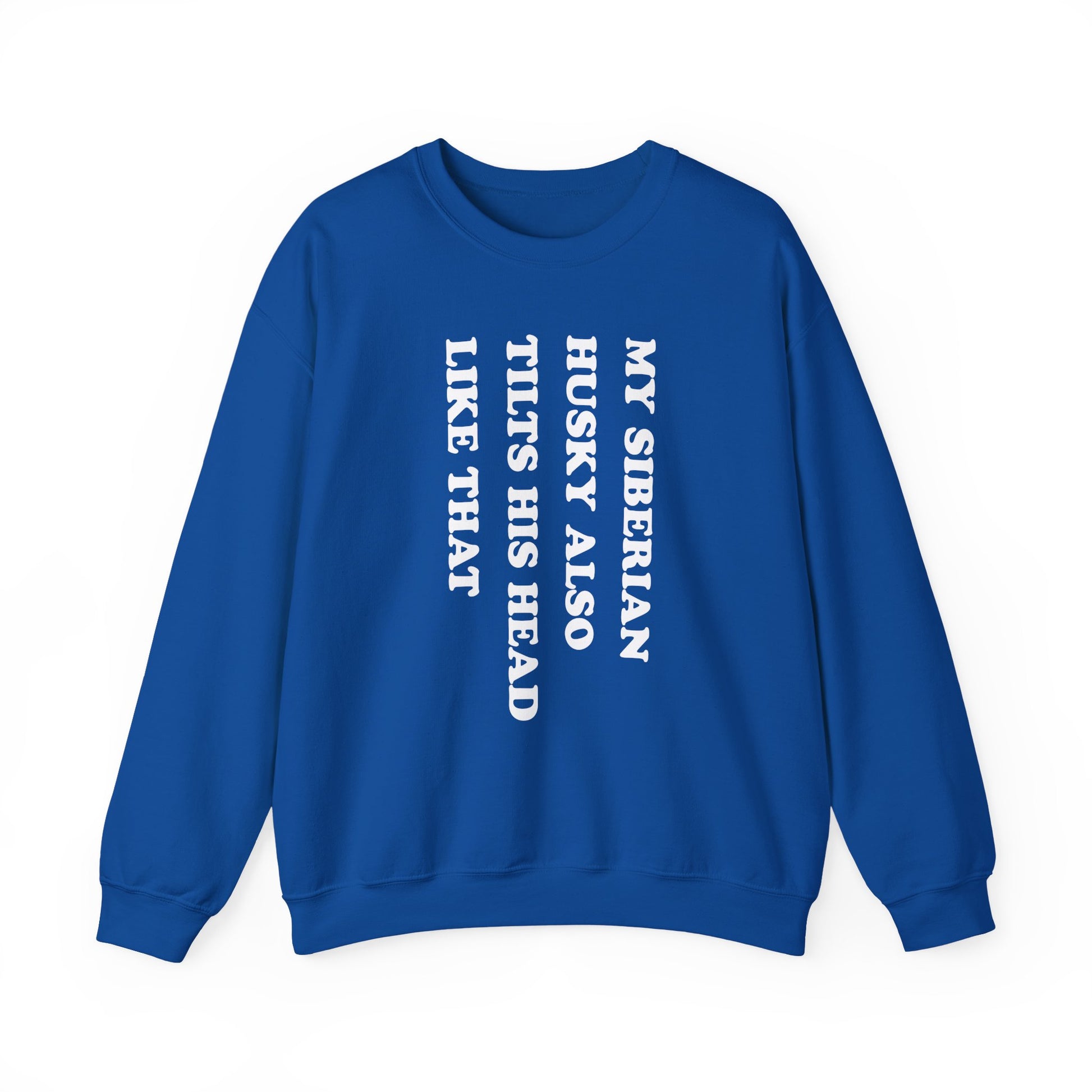 Husky Tilt His Head Crewneck Sweatshirt Royal