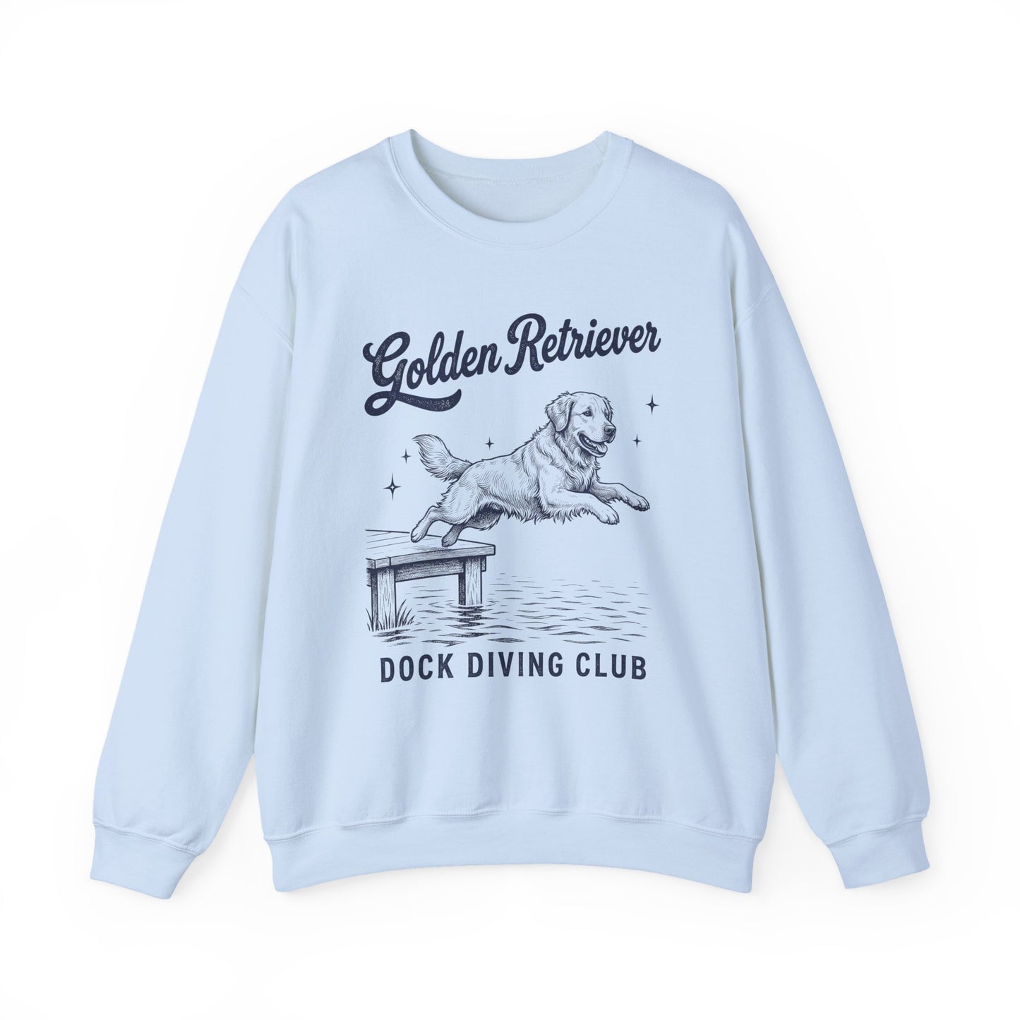 Golden Retriever Dock Diving Club Crewneck Sweatshirt Light Blue