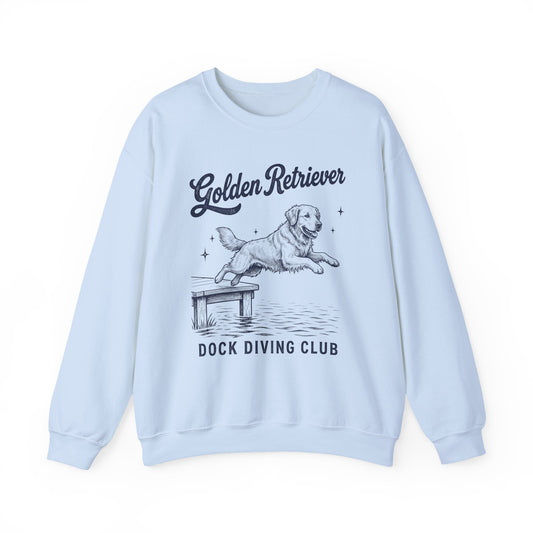 Golden Retriever Dock Diving Club Crewneck Sweatshirt Light Blue