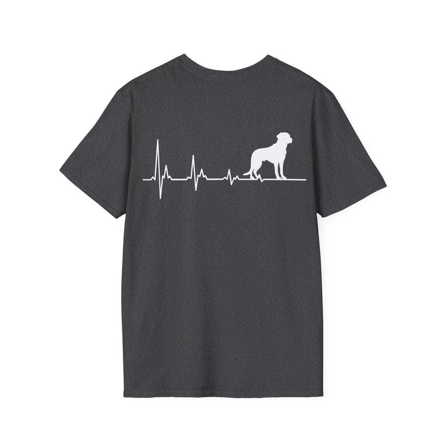 Back Print Labrador Heartbeat T-Shirt Dark Heather