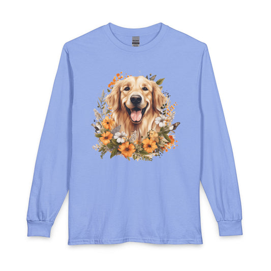 Golden Retriever Flower Watercolor Long Sleeve