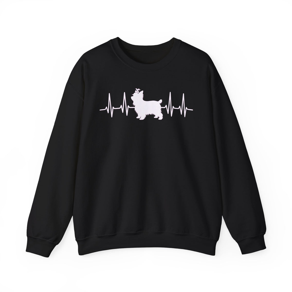 Yorkshire Terrier Heartbeat Crewneck Sweatshirt Black