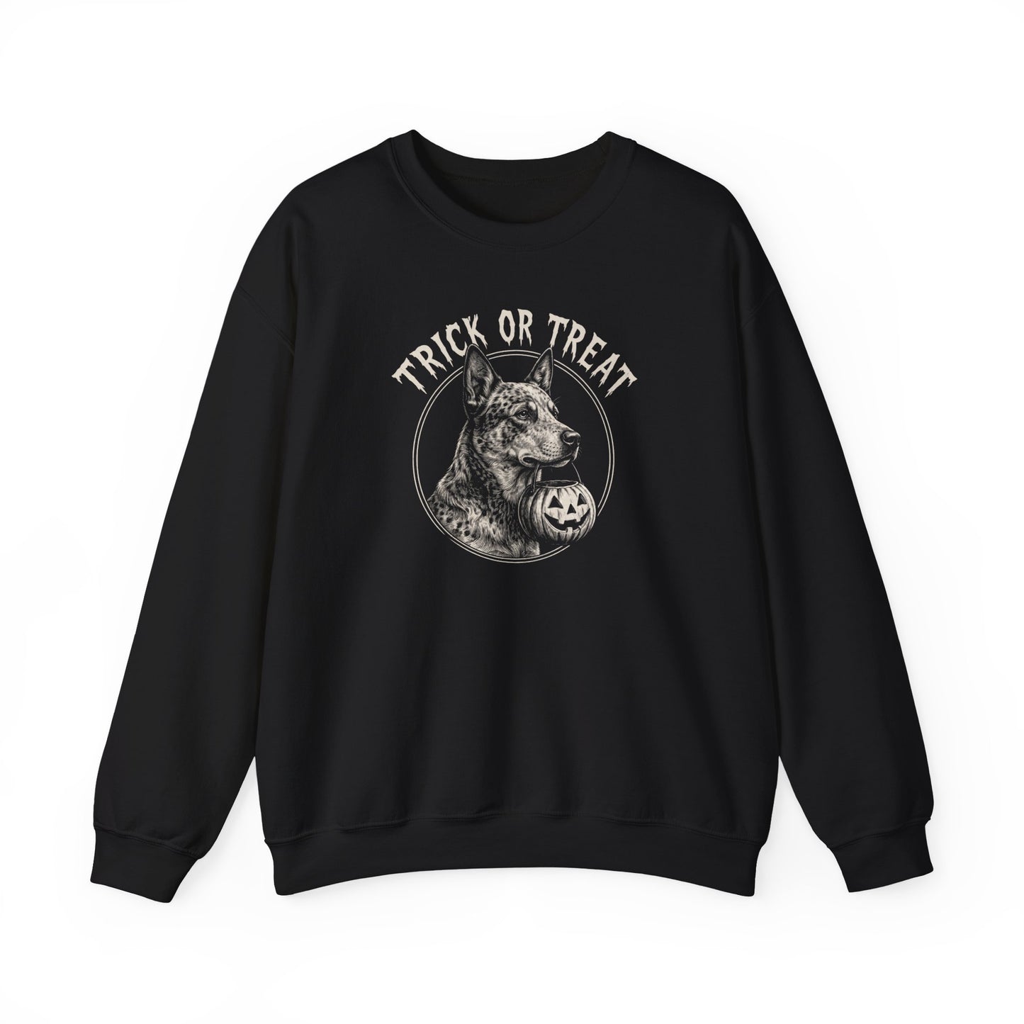 Blue Heeler Trick or Treat Halloween Crewneck Sweatshirt