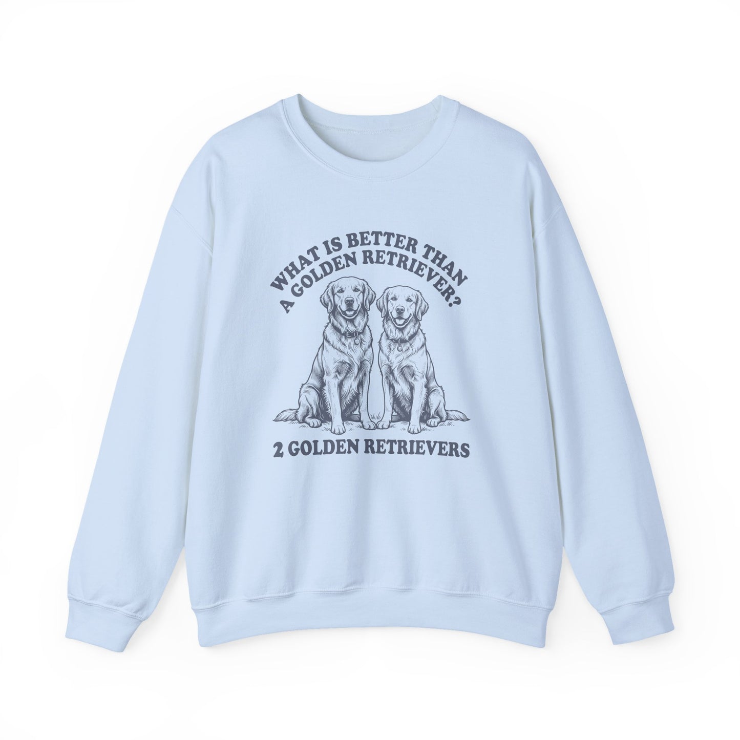 2 Golden Retrievers Crewneck Sweatshirt Light Blue