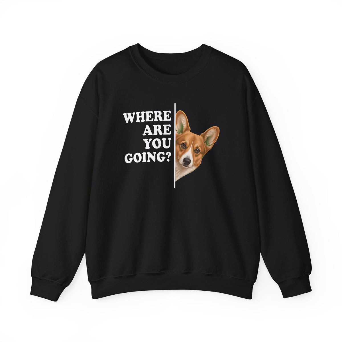 Cardigan Welsh Corgi Red Where Are You Going Crewneck Sweatshirt Black