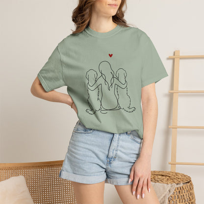 Two Golden Retrievers and Girl Premium Tee