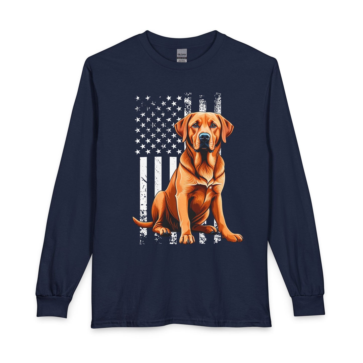 Fox Red Labrador USA Flag Long Sleeve