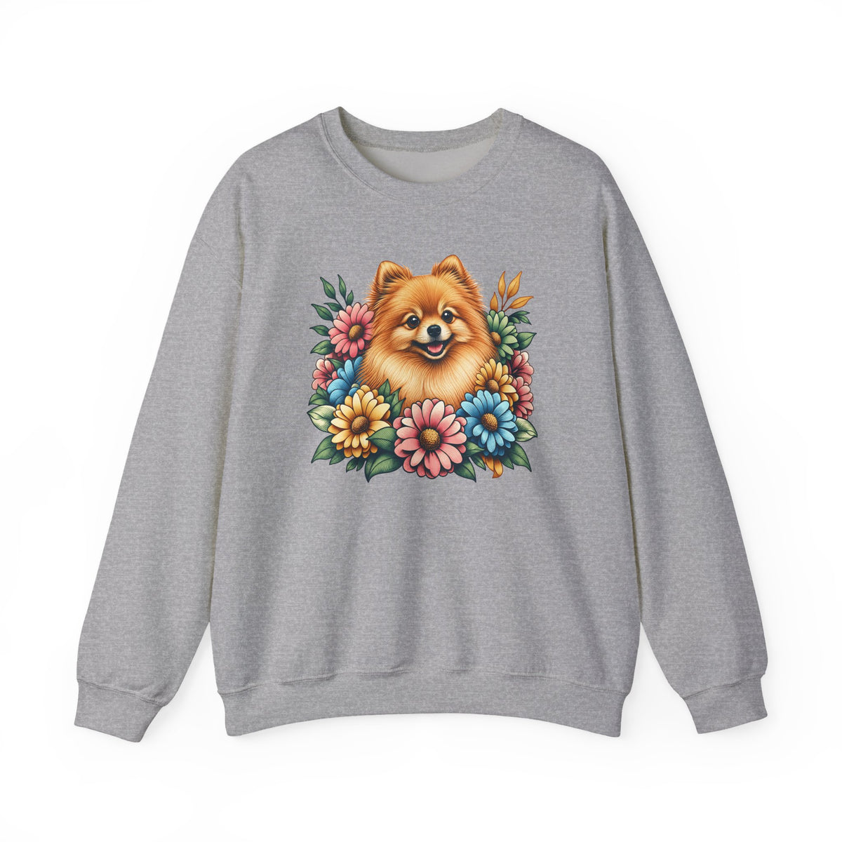 Pomeranian Flower Wreath Crewneck Sweatshirt