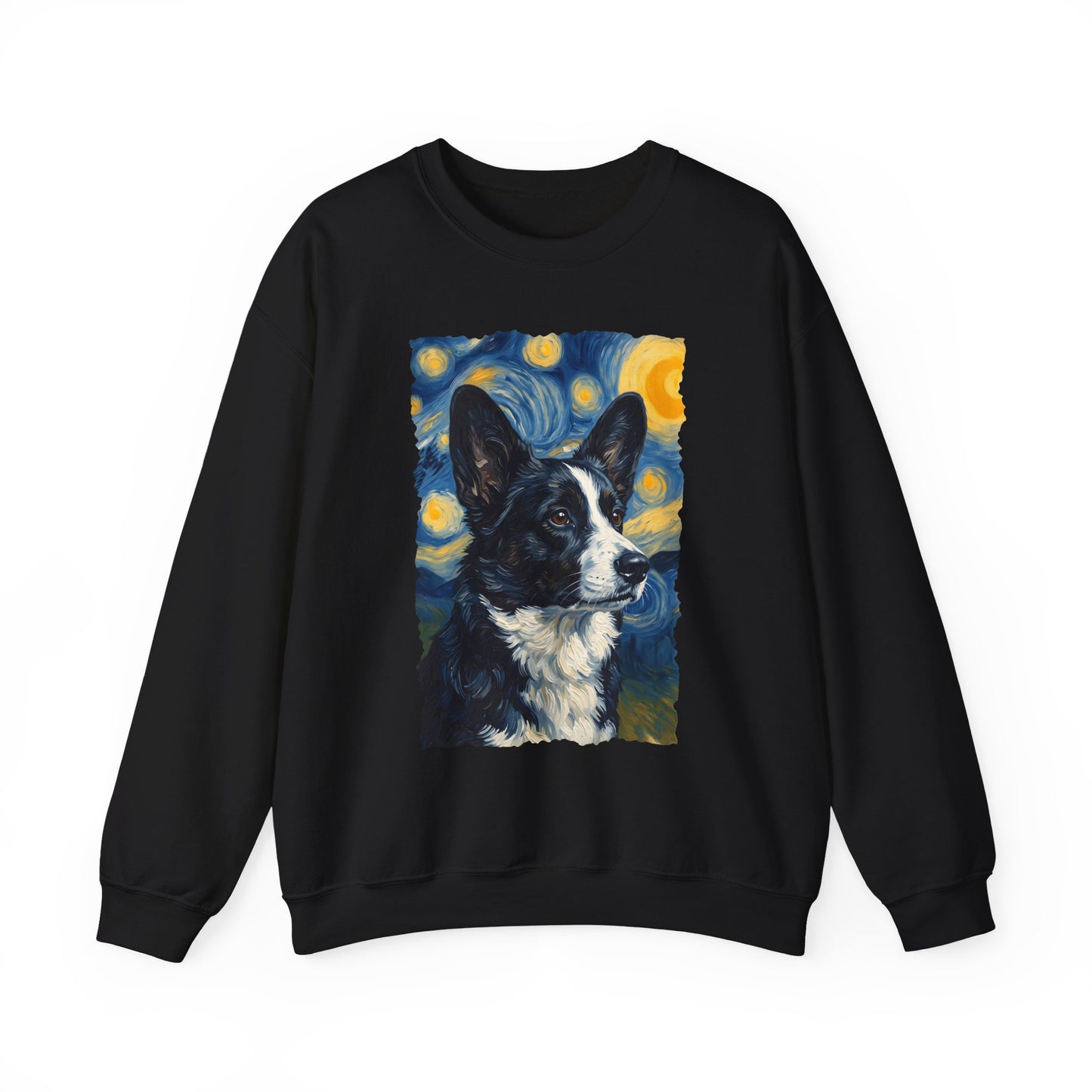 Cardigan Welsh Corgi Black And White Van Gogh Crewneck Sweatshirt
