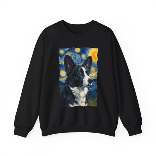 Cardigan Welsh Corgi Black And White Van Gogh Crewneck Sweatshirt