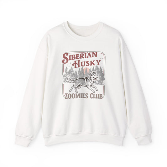 Husky Zoomies Club Crewneck Sweatshirt White