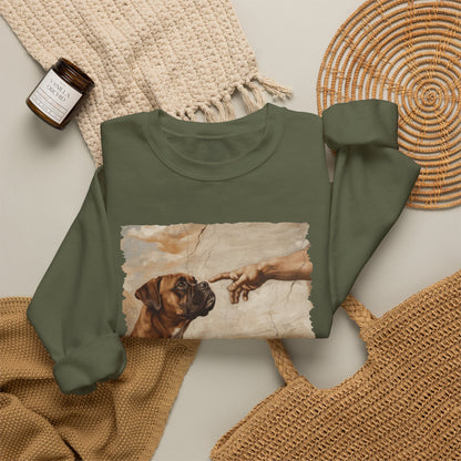 God Creates Fawn Boxer Crewneck Sweatshirt